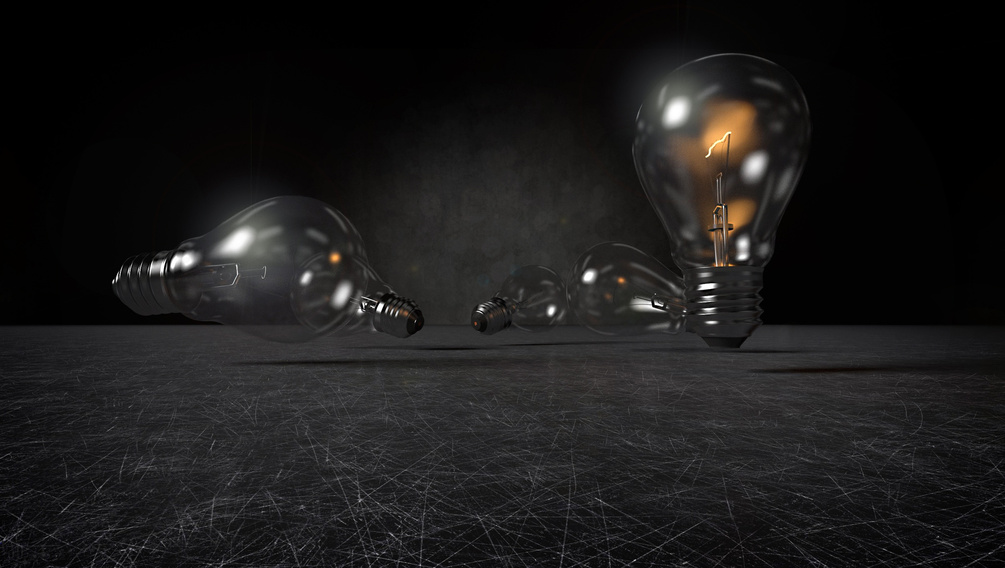 Lightbulbs on Black Background