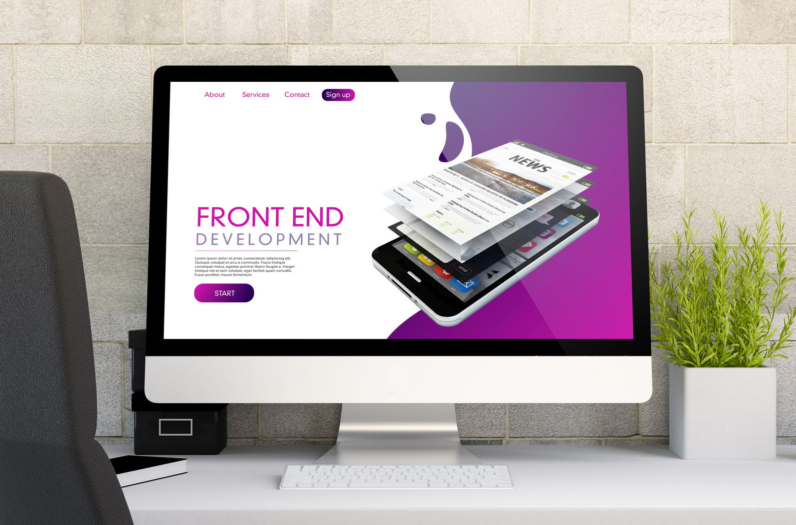 workspace with front end website